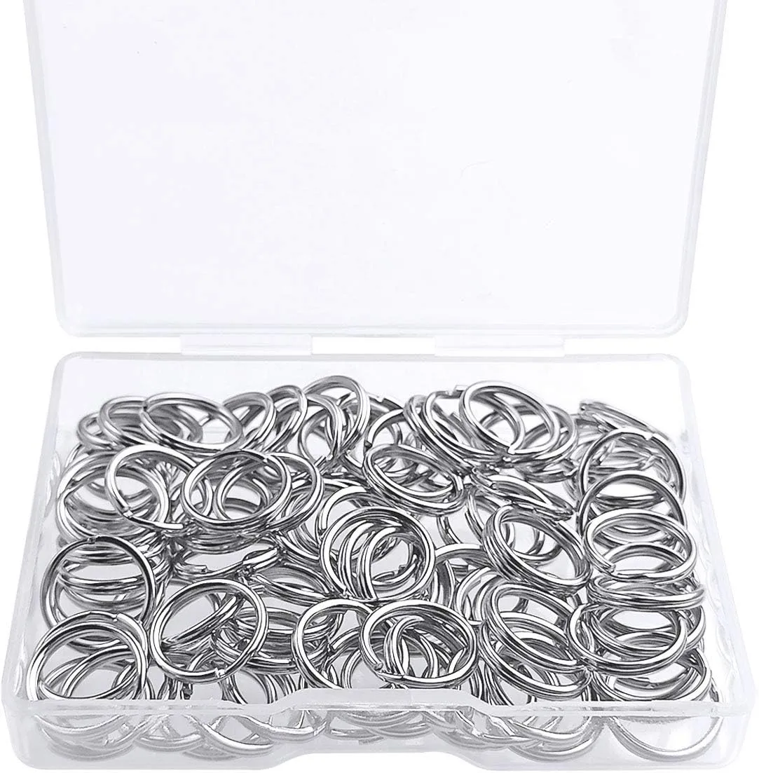 100 Pcs Split Ring, Small Key Rings Bulk Split Keychain Rings DIY Craft Metal Keychain Connector Accessories (12mm)