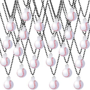 12 Pcs LED Ball Necklaces Basketball Football Baseball Party Light up Necklaces Glow Pendant Sports Party Favors Costume for Adult Sports Themed Party Gift (Baseball)