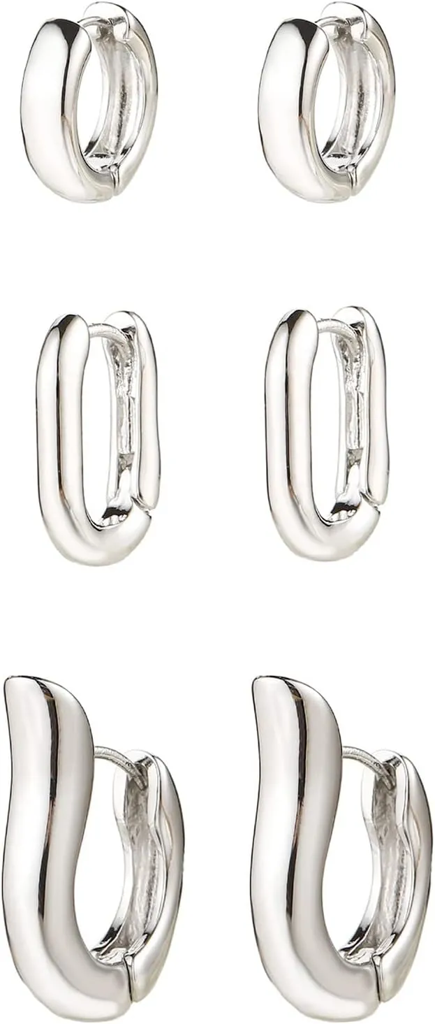 14K Gold Hoop Earrings for Women, Hypoallergenic Chunky Gold Hoop Earrings Multipack, Lightweight Twisted Huggie Hoops Earring Set Jewelry for Gifts