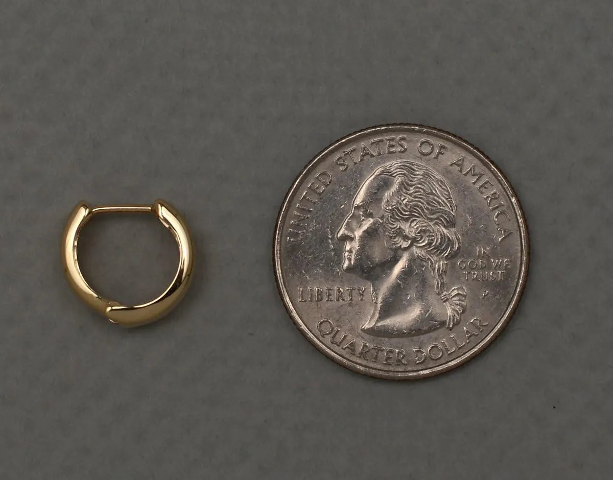 14K Gold Huggie Hoop Earrings (5mm Wide Huggie), Real 14k Gold Hoops