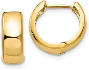 14K Gold Huggie Hoop Earrings (5mm Wide Huggie), Real 14k Gold Hoops