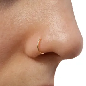 14k Gold Pair of Hoops | Nose Ring Hoop Cartilage Earring Gold Earrings Hoops Non Tarnish Gold Huggie Earrings for Women Nose Piercings Gold 14k Nose Rings for Women Gold Nose Hoop 20 Gauge | Handmade