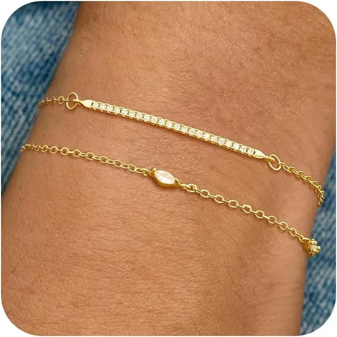 14k Gold Plated Bracelet Stack for Women & Men Cuff Love Knot Bangles Matching Bracelets Gold Jewelry Gifts for Best Friend