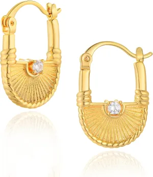 14K Gold Plated Chunky Hoops | Lightweight Gold Hoop Earrings for Women Hypoallergenic Trendy Chunky Gold Hoops Earrings Dainty Jewelry for Women