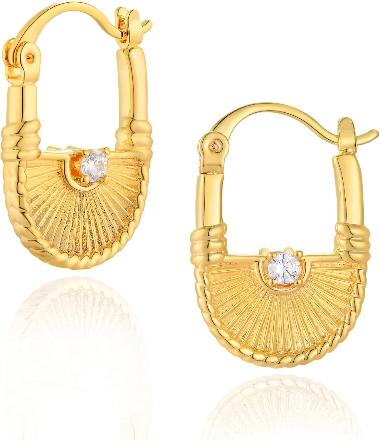 14K Gold Plated Chunky Hoops | Lightweight Gold Hoop Earrings for Women Hypoallergenic Trendy Chunky Gold Hoops Earrings Dainty Jewelry for Women