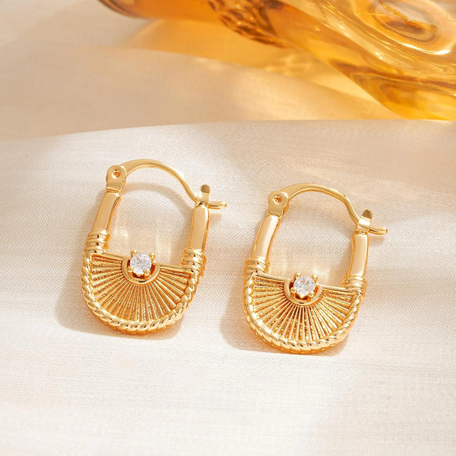 14K Gold Plated Chunky Hoops | Lightweight Gold Hoop Earrings for Women Hypoallergenic Trendy Chunky Gold Hoops Earrings Dainty Jewelry for Women