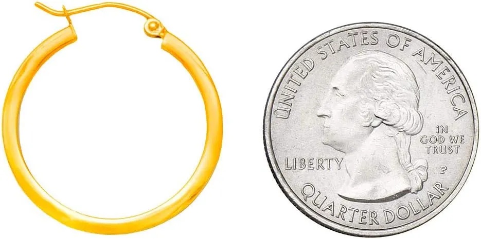 14k Gold Square-Tubed Hoop Earrings (2mm Thick)