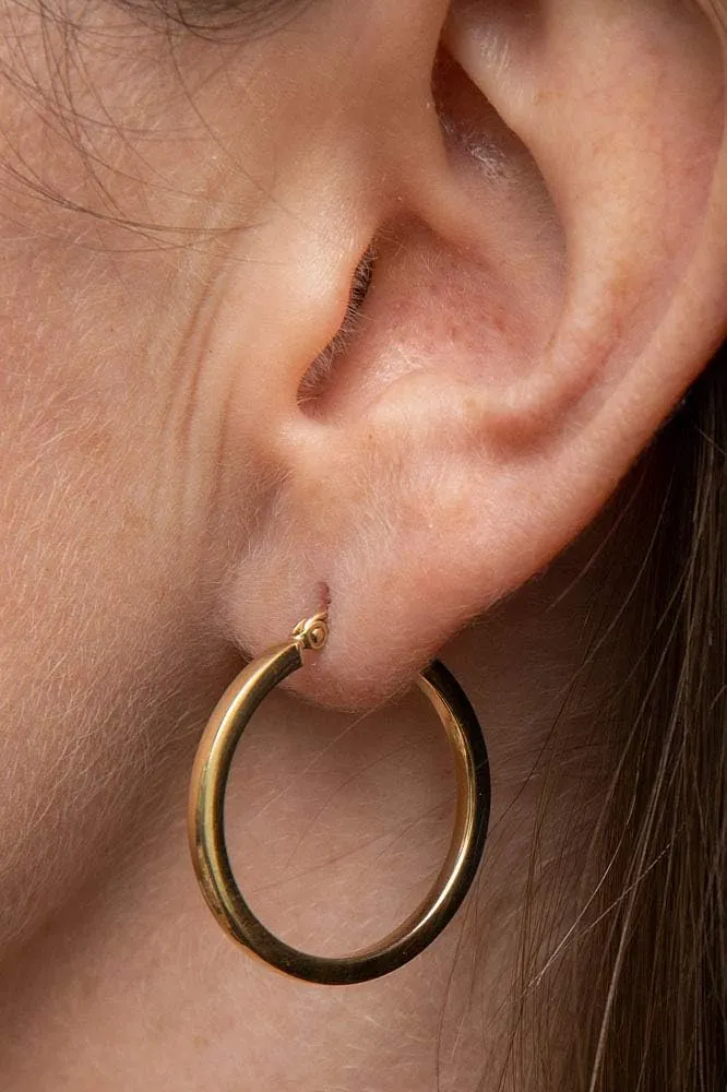 14k Gold Square-Tubed Hoop Earrings (2mm Thick)