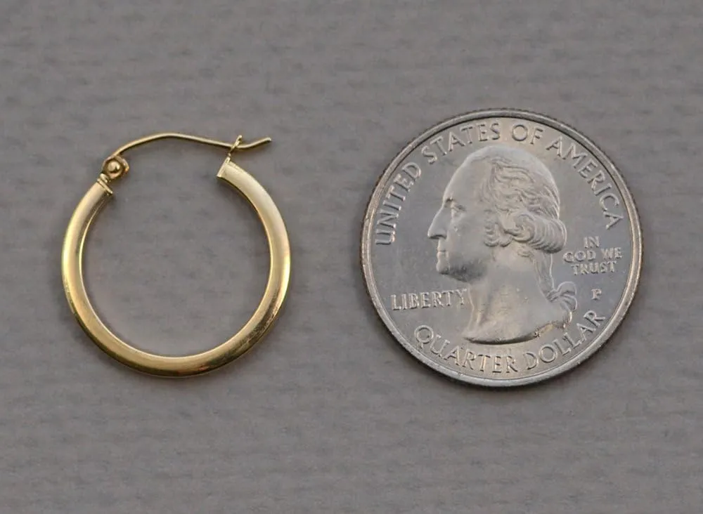 14k Gold Square-Tubed Hoop Earrings (2mm Thick)