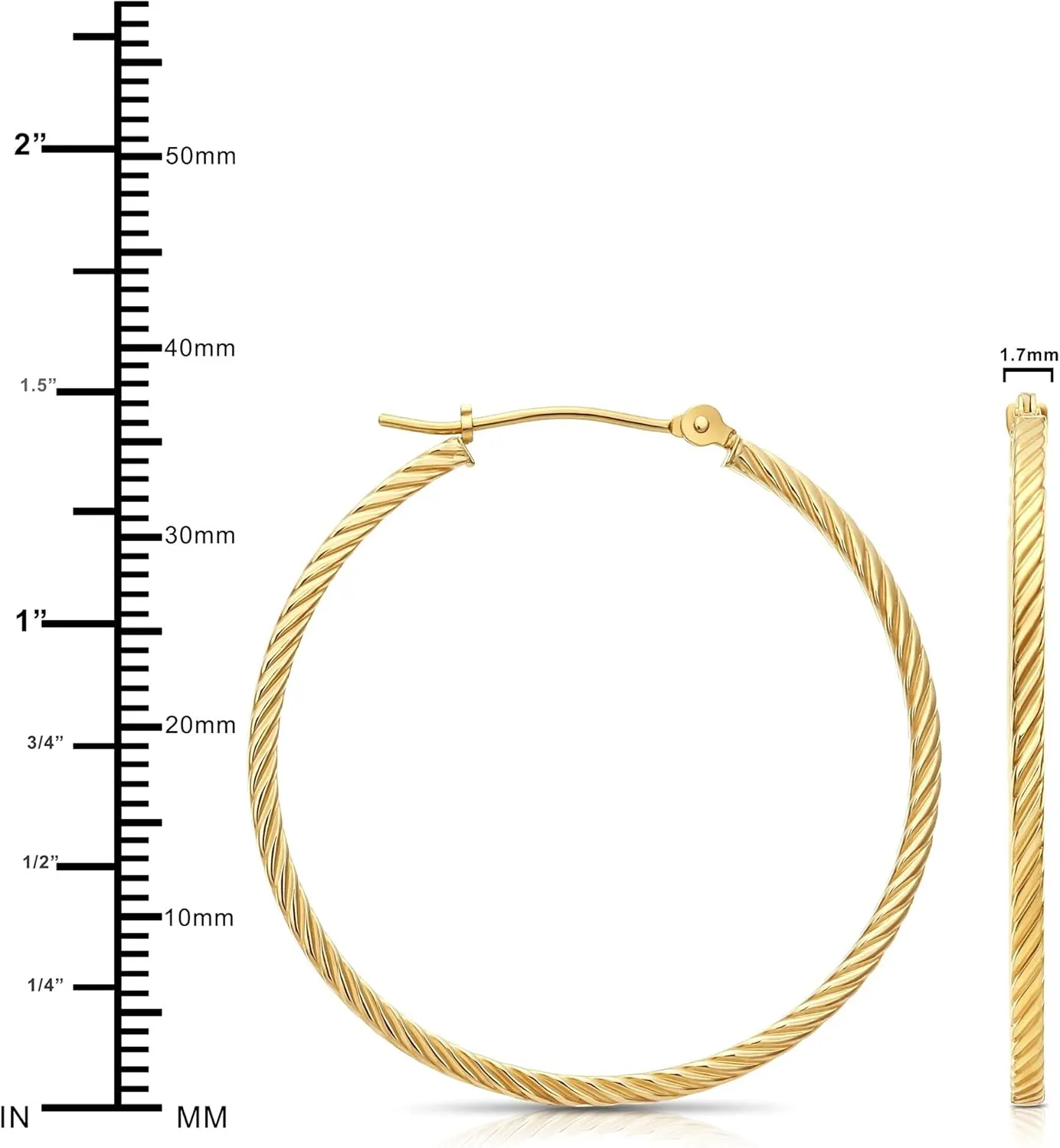 14k Yellow Gold Twisted Square Tube Hoop Earrings