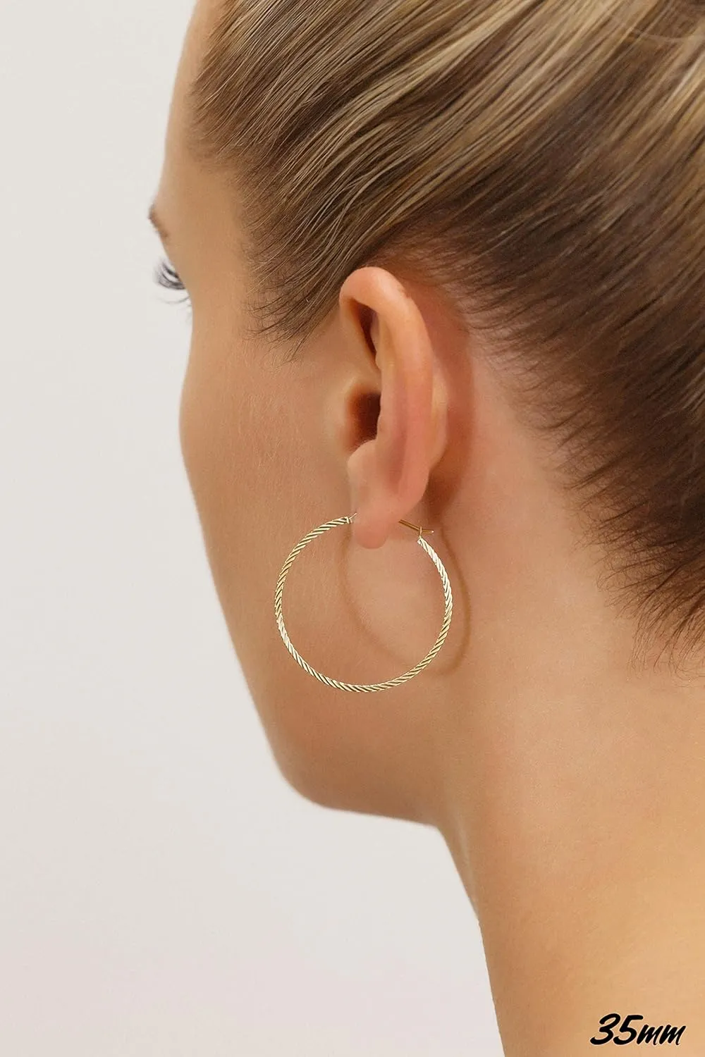 14k Yellow Gold Twisted Square Tube Hoop Earrings