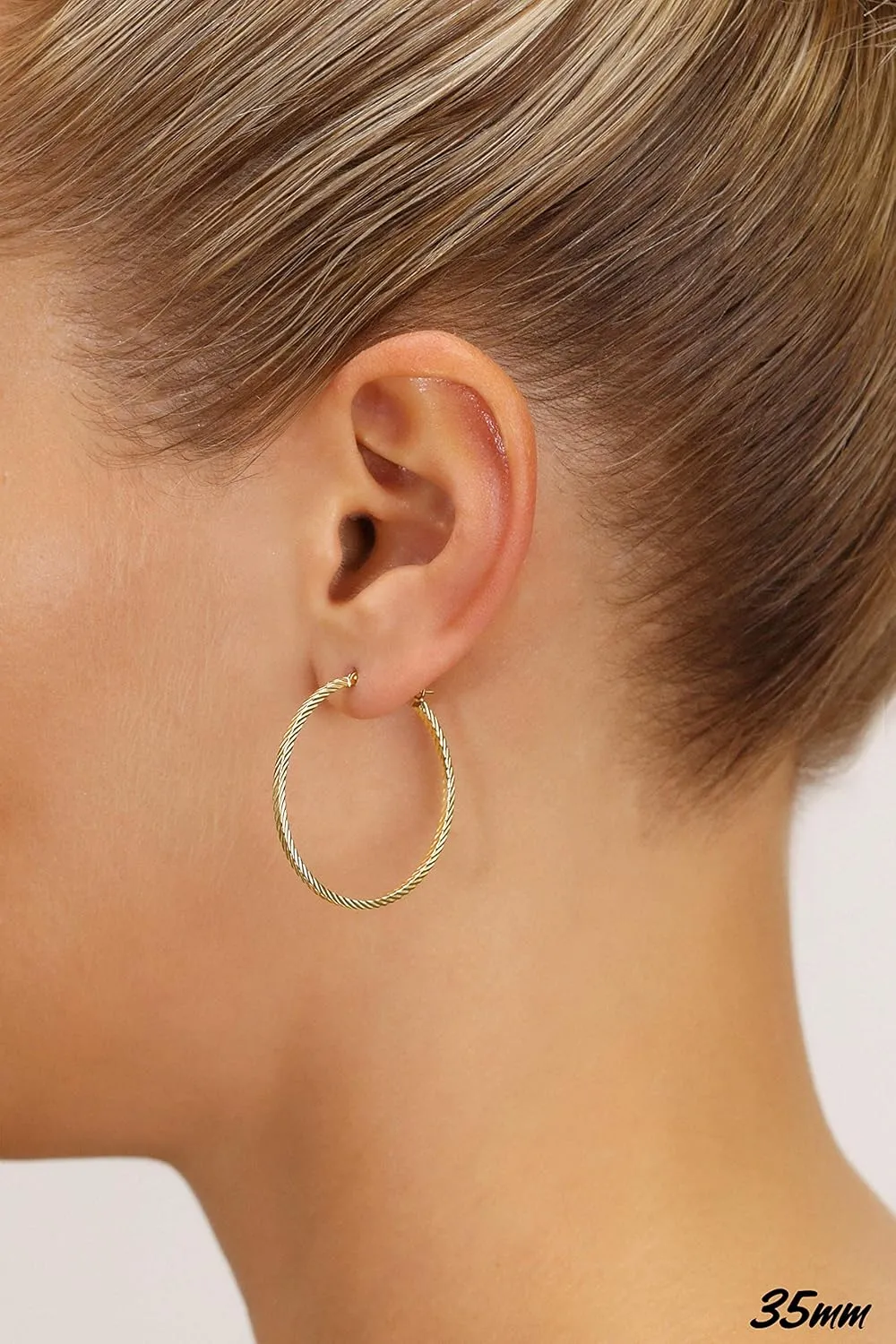 14k Yellow Gold Twisted Square Tube Hoop Earrings