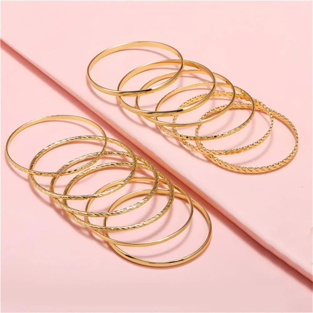16Pcs Gold Bangle Bracelets for Women - Multi Layer Stackable Textured Bracelets Boho Jewelrys Set.