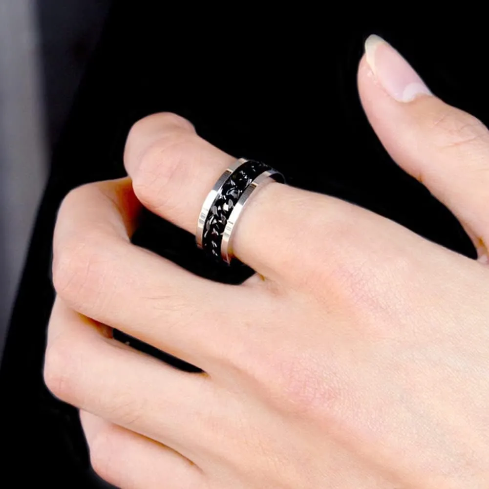 1Pcs 6mm   5Pcs 8mm Stainless Steel Rings for Men Wedding Ring Celtic Dragon Knot Anxiety Rings Cool Spinner Fidget Rings for Men Black/Rainbow Line Stainless Steel Ring Set Black Chain Style Anxiety/Fidget Ring Size 7-12