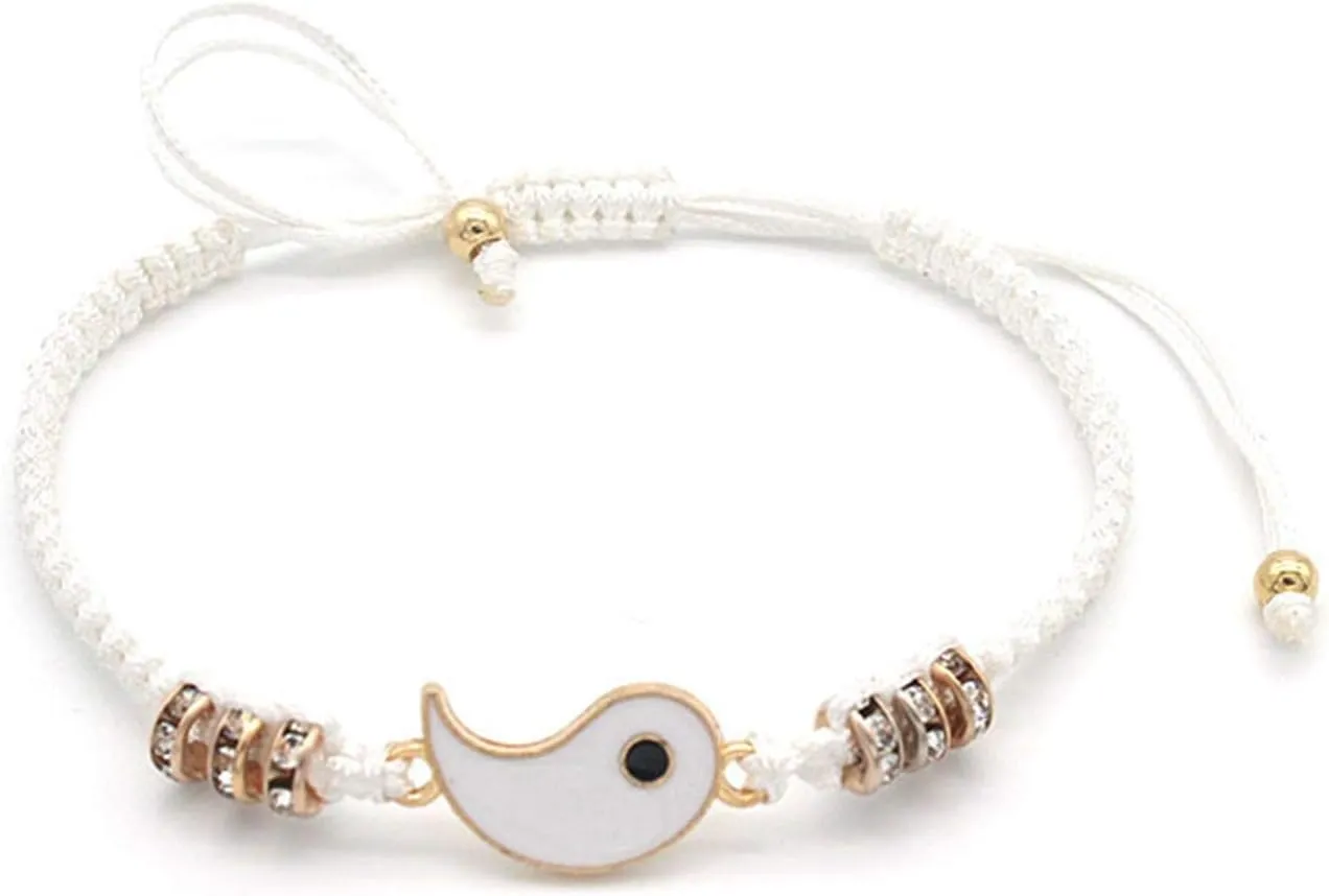 2-4Pcs Yin Yang Tai Chi Beads Infinity Braided String Rope Bracelets Handmade Waterproof Adjustable Cord Strand Bracelet for Men Women Friend Couple Matching Friendship Jewelry Gift