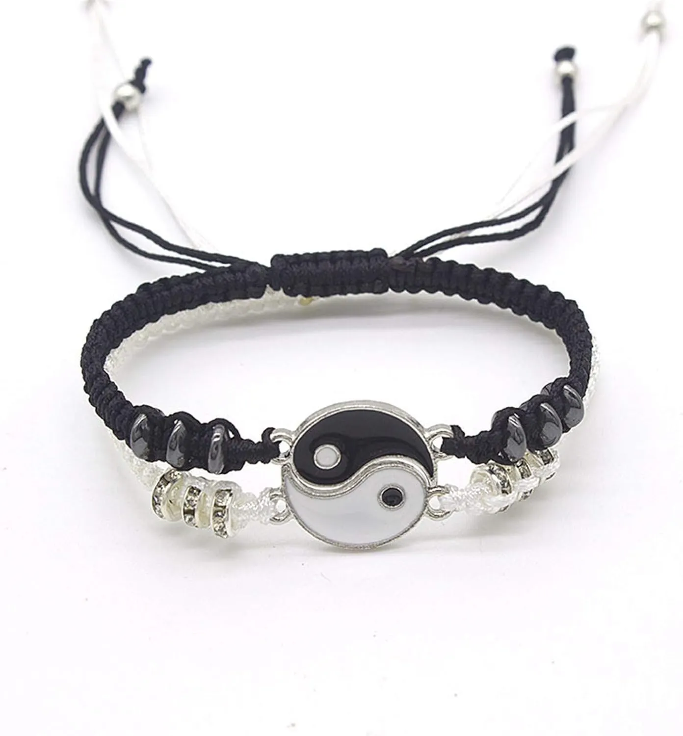 2-4Pcs Yin Yang Tai Chi Beads Infinity Braided String Rope Bracelets Handmade Waterproof Adjustable Cord Strand Bracelet for Men Women Friend Couple Matching Friendship Jewelry Gift