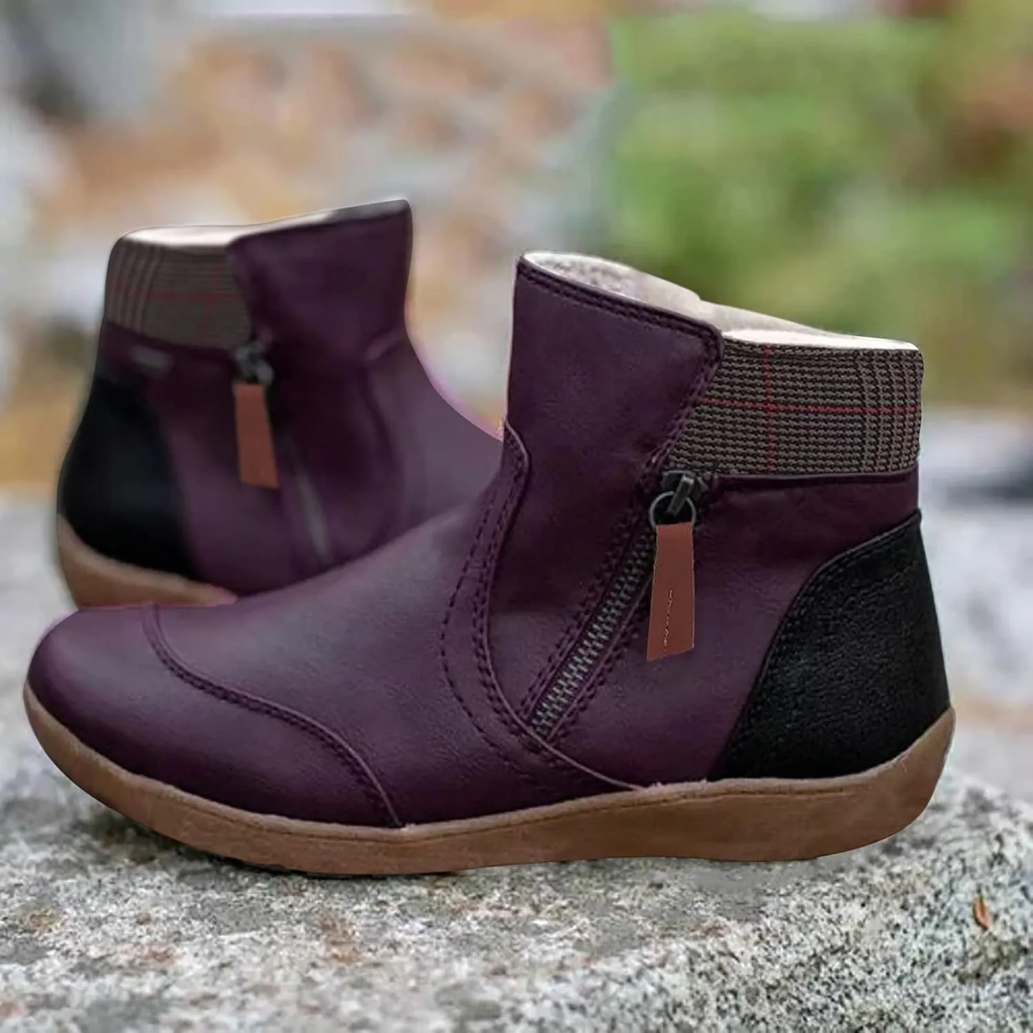 2023 New Women Winter Non-Slip Waterproof Snow Plush Ankle Boots Womens Winter Ankle Snow Boots Womens Slip on Winter Boots Wide Boots for Snow and Ice Women Botas Para La Nieve Para Mujeres