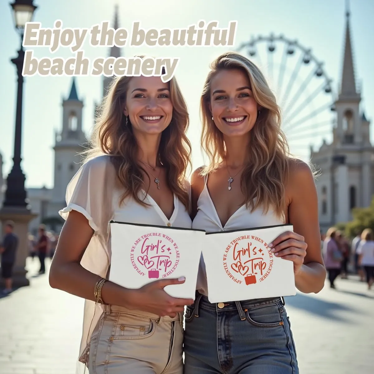 2Pcs Girls Trip Gifts Favors Girls Weekend Gifts for Women Makeup Bag Cosmetic Bag Girls Trip Essentials Weekend Bag Coin Purse for Sister Daughter Friend Coworker Bestie Graduation Christmas Birthday