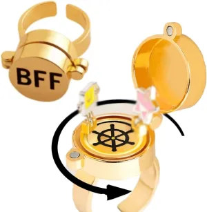 2Pcs Upgraded Best Friends Forever BFF Rings, New Fun Buckle and Bettle Rotating Bearings Rings, Cartoon Anime Aesthetic Friendship Jewelry Gifts