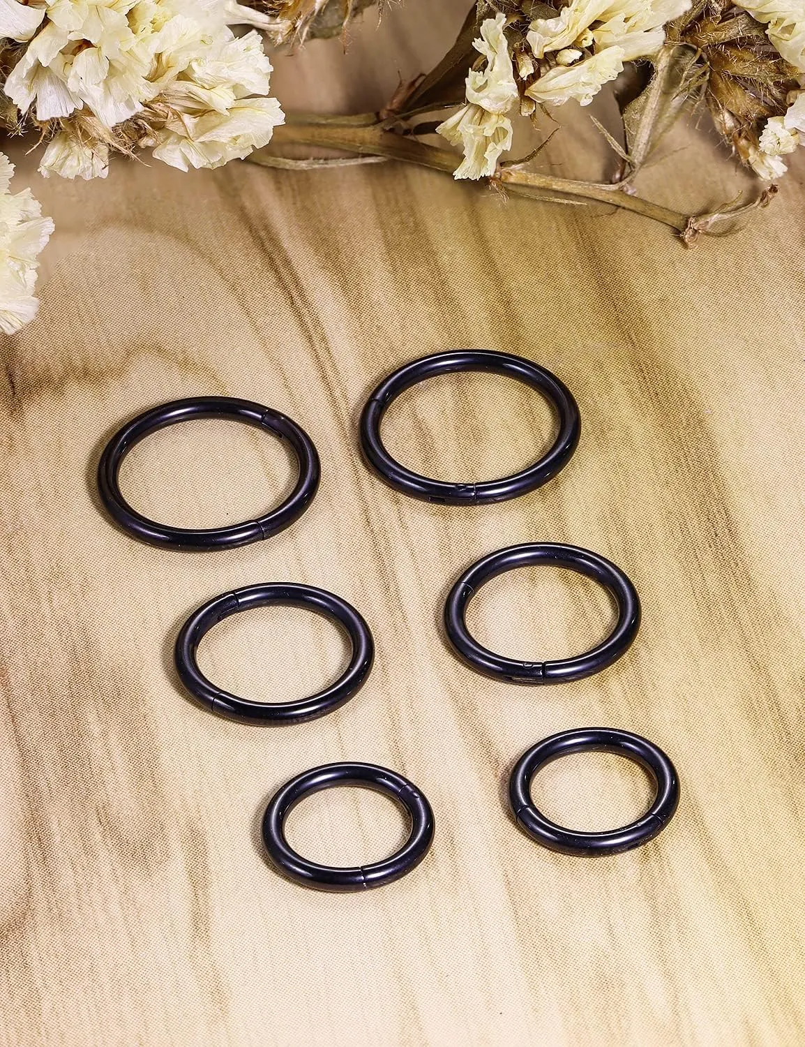 3 Pairs 18G 16G 14G Nose Rings Hoops 316l Surgical Steel Septum Jewelry Hinged Segment Clicker Ring Lip Ring Cartilage Tragus Rook Earrings Hoop 6mm 8mm 10mm 12mm Silver Black for Women Men