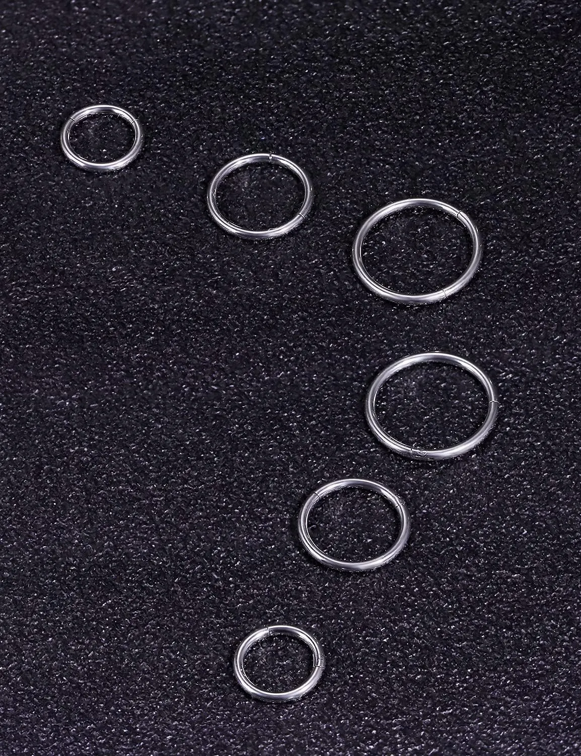 3 Pairs 18G 16G 14G Nose Rings Hoops 316l Surgical Steel Septum Jewelry Hinged Segment Clicker Ring Lip Ring Cartilage Tragus Rook Earrings Hoop 6mm 8mm 10mm 12mm Silver Black for Women Men