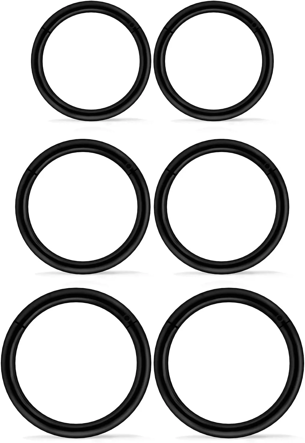 3 Pairs 18G 16G 14G Nose Rings Hoops 316l Surgical Steel Septum Jewelry Hinged Segment Clicker Ring Lip Ring Cartilage Tragus Rook Earrings Hoop 6mm 8mm 10mm 12mm Silver Black for Women Men