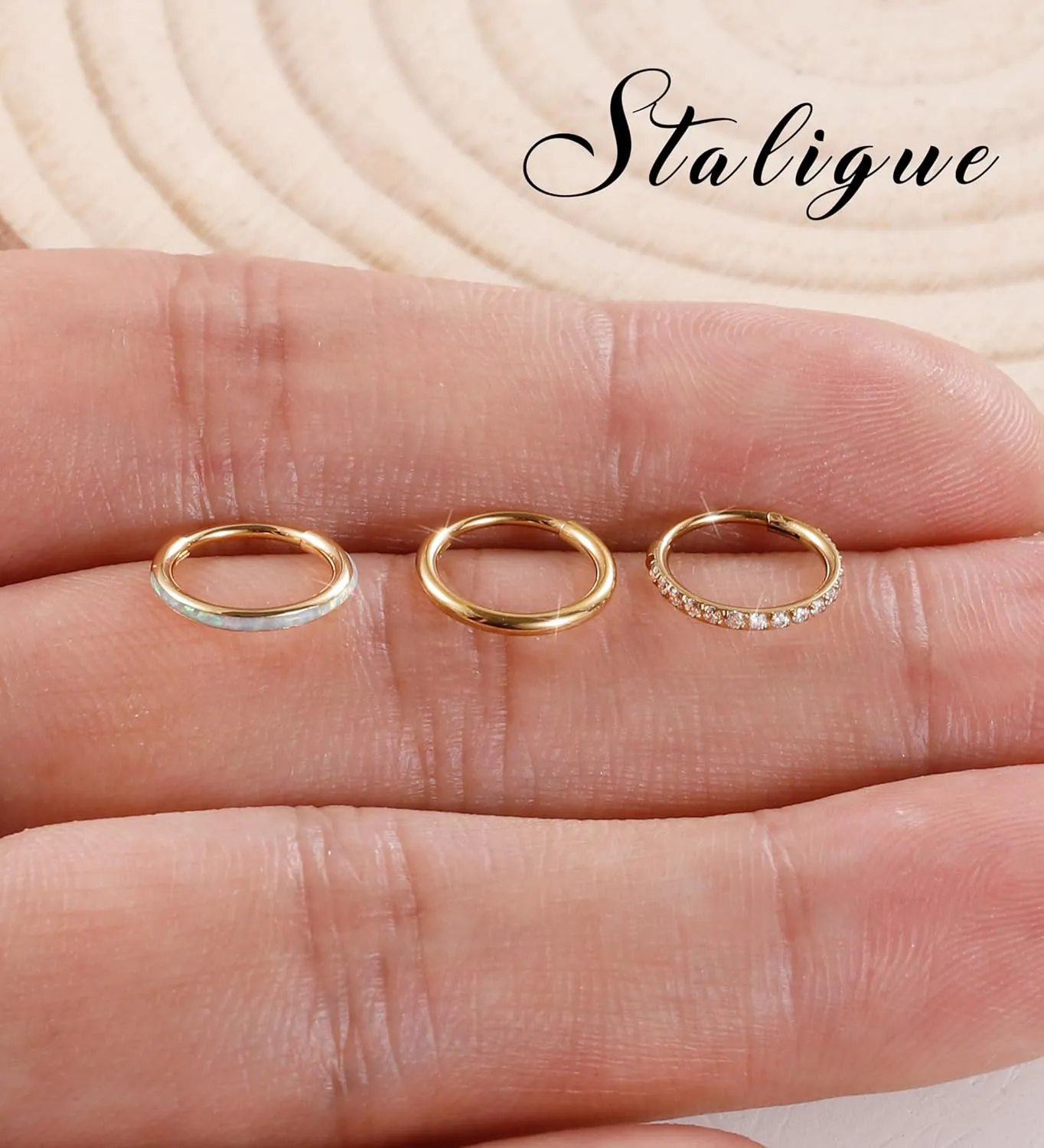 3pcs Nose Rings Hoops - 316L Surgical Steel Hinged Nose Hoops 16G/18G/20G CZ Clicker Septum Nose Ring Lip Helix Cartilage Hoop Earring Daith Rook Conch Body Piercing Jewelry for Women Men 8mm 10mm