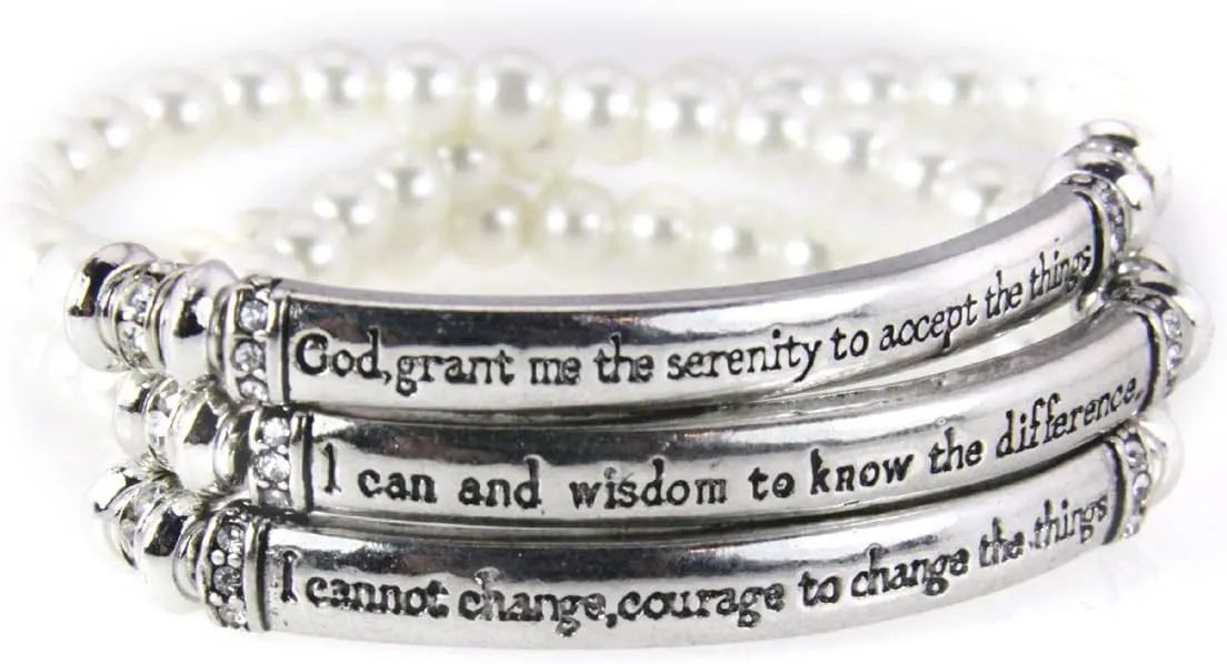 4031428 Serenity Prayer Stretch Bracelet Beaded Stack 12 Step AA Al Anon Prayer