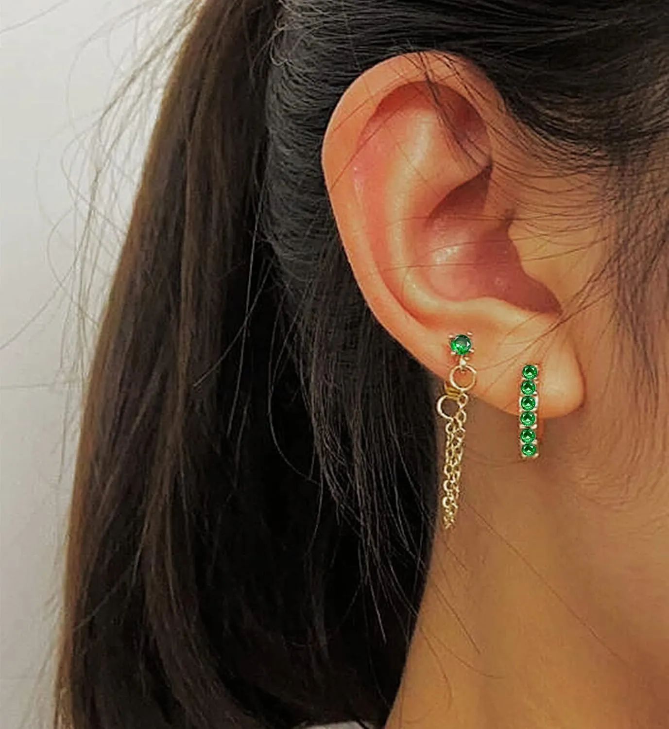 5 Pairs Gold Silver Huggies Hoop Earrings Set for Women, Small Dangle Chain Hoop Earrings Jewelry