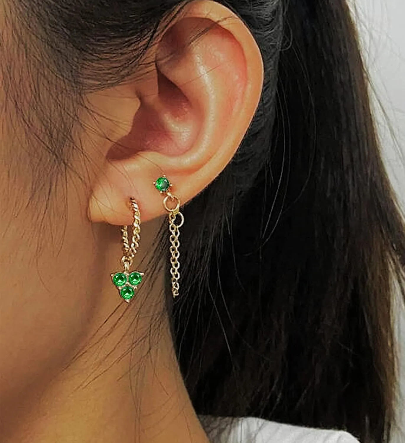 5 Pairs Gold Silver Huggies Hoop Earrings Set for Women, Small Dangle Chain Hoop Earrings Jewelry