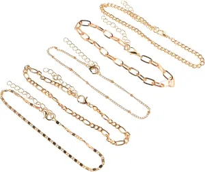 5pcs Toe Ring Gold Anklet Set for Women Boho Ankle Bracelets Adjustable Metal Anklets for Women Bracelet Anklet Summer Anklets