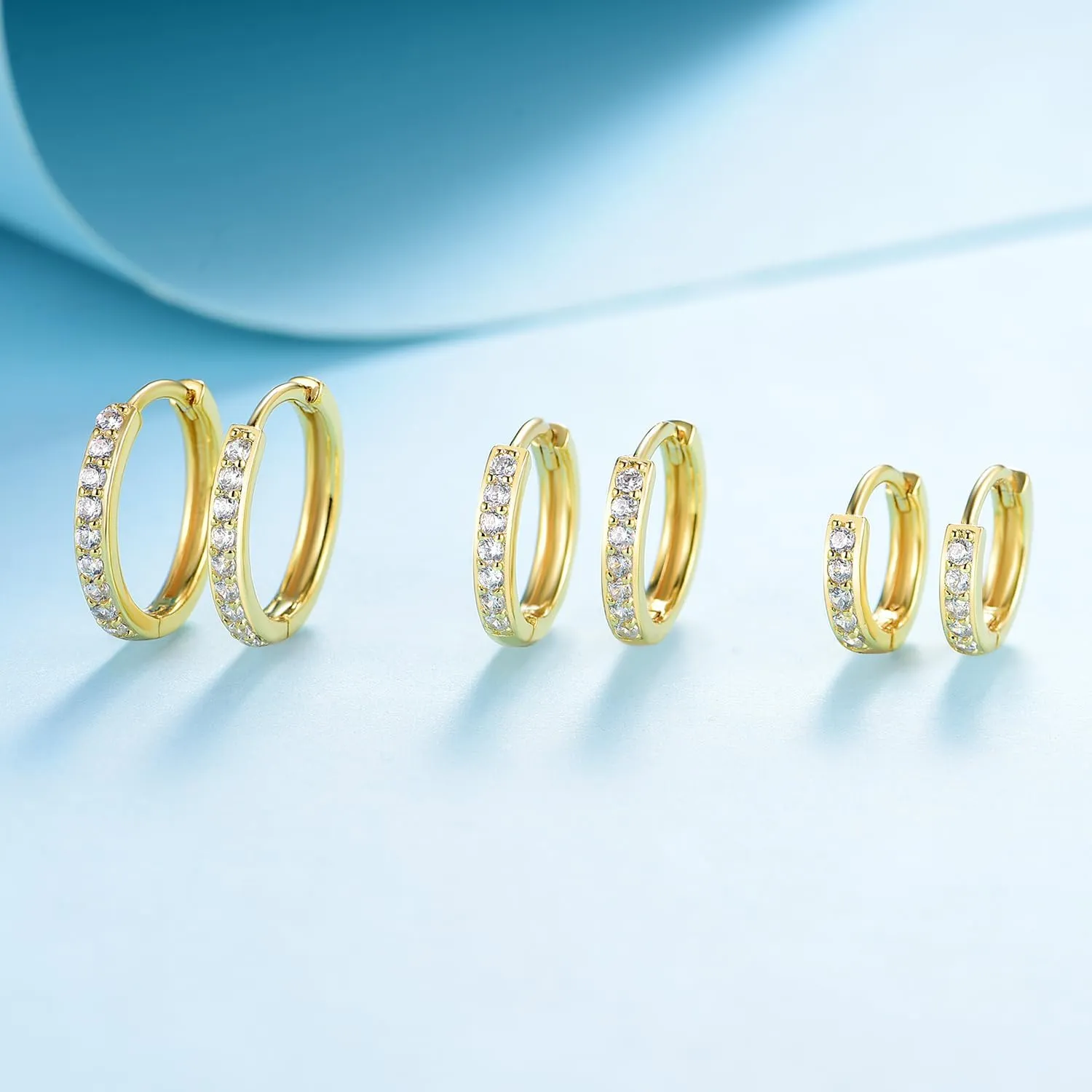 6 Pairs Multipack Earrings Sets For Women Men, 8/10/12mm CZ Small Huggie 14K Gold Plated Hoop Earrings, Tiny 3/4/5mm Round Crystal Studs 18K Black Gold Plated Multiple Ear Piercing Jewelry For Cartilage Hypoallergenic