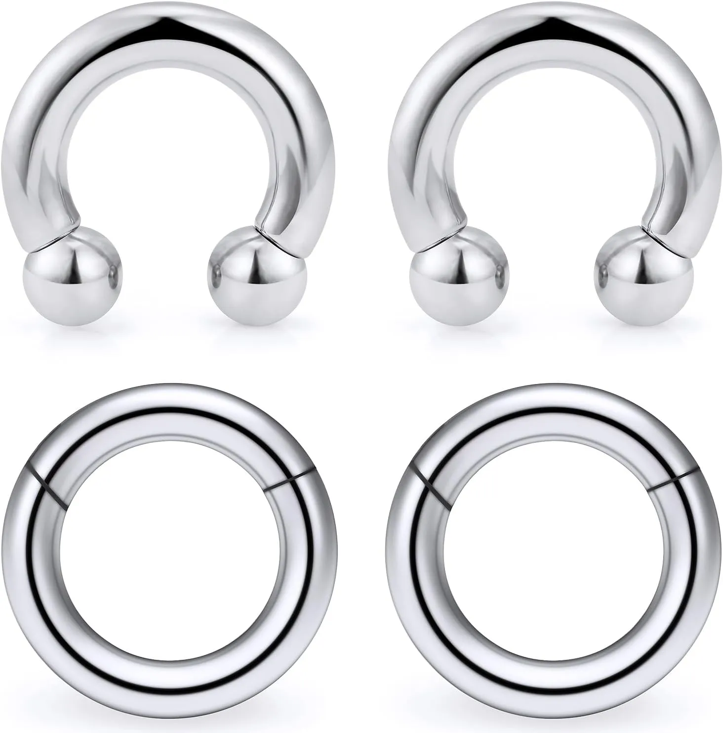 8G 6G 4G 2G Septum Ring Ear Gauges Earrings PA Ring Hypoallergenic 316L Surgical Steel Septum Nose Rings Hoops CBR Body Piercing Jewelry for Women Men Inner Diamond 12mm 14mm 16mm