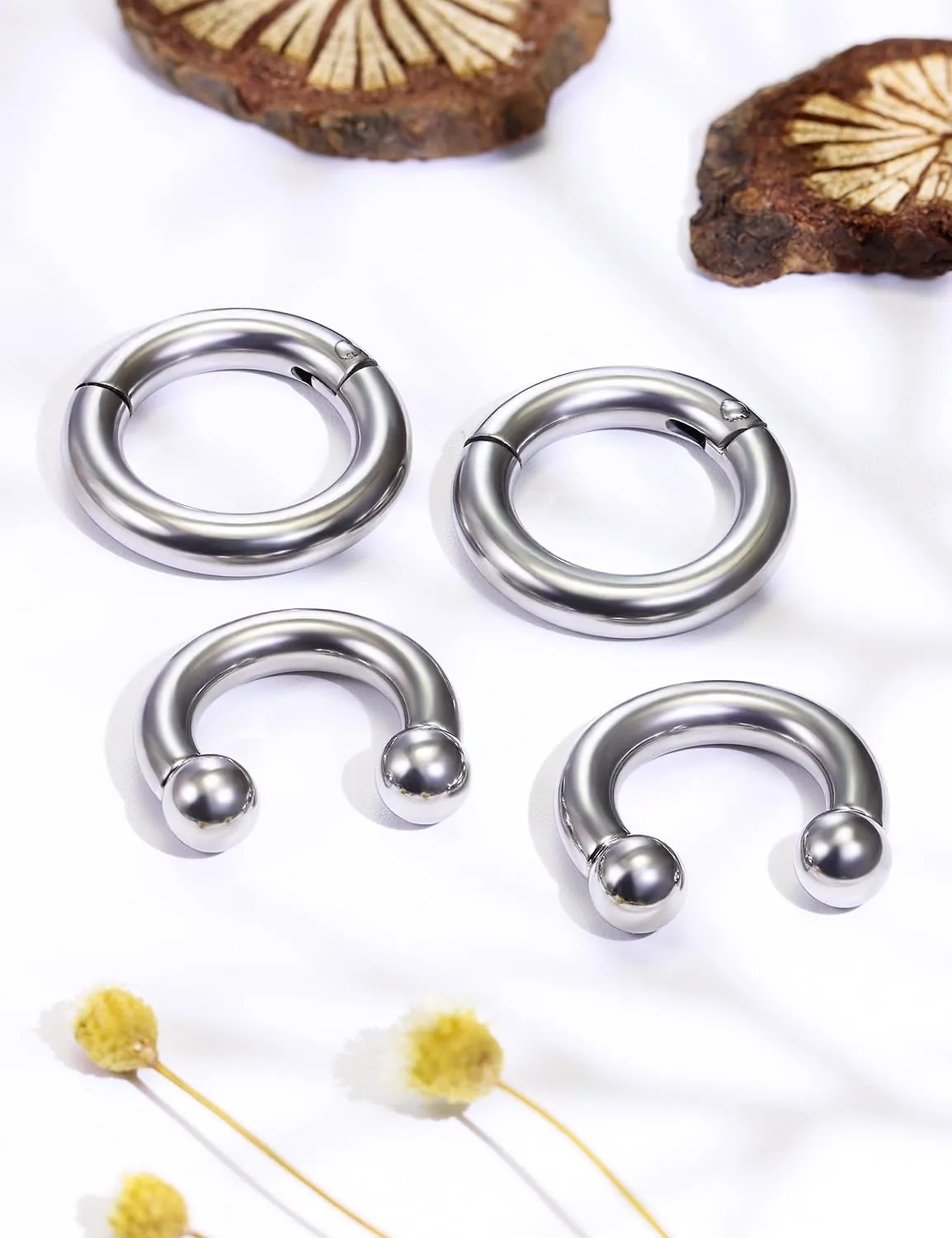 8G 6G 4G 2G Septum Ring Ear Gauges Earrings PA Ring Hypoallergenic 316L Surgical Steel Septum Nose Rings Hoops CBR Body Piercing Jewelry for Women Men Inner Diamond 12mm 14mm 16mm