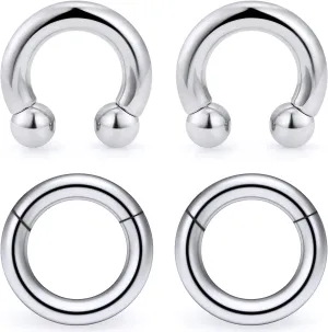 8G 6G 4G 2G Septum Ring Ear Gauges Earrings PA Ring Hypoallergenic 316L Surgical Steel Septum Nose Rings Hoops CBR Body Piercing Jewelry for Women Men Inner Diamond 12mm 14mm 16mm