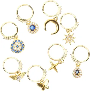 8pcs Nose Stud Set Faux Septum Nose Rings Gold Threadless for Women Men Non Piercing