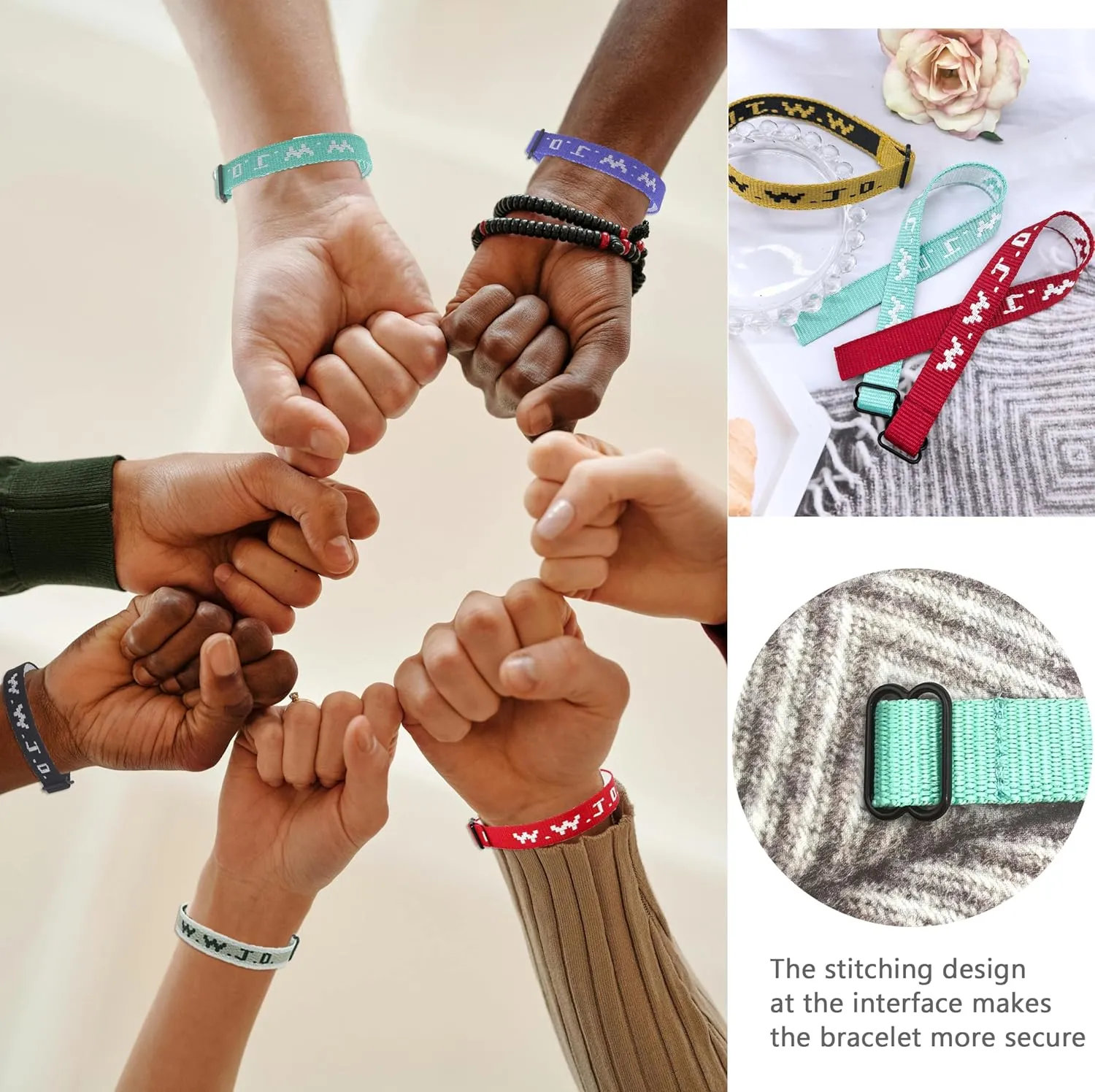 9-27Pcs W.W.J.D. Webbing Bracelets What Wound Jesus Do Bracelets Inspirational Christian Bracelets for Women Men Adjustable Religious Woven WWJD Wristbands for Fundraisers