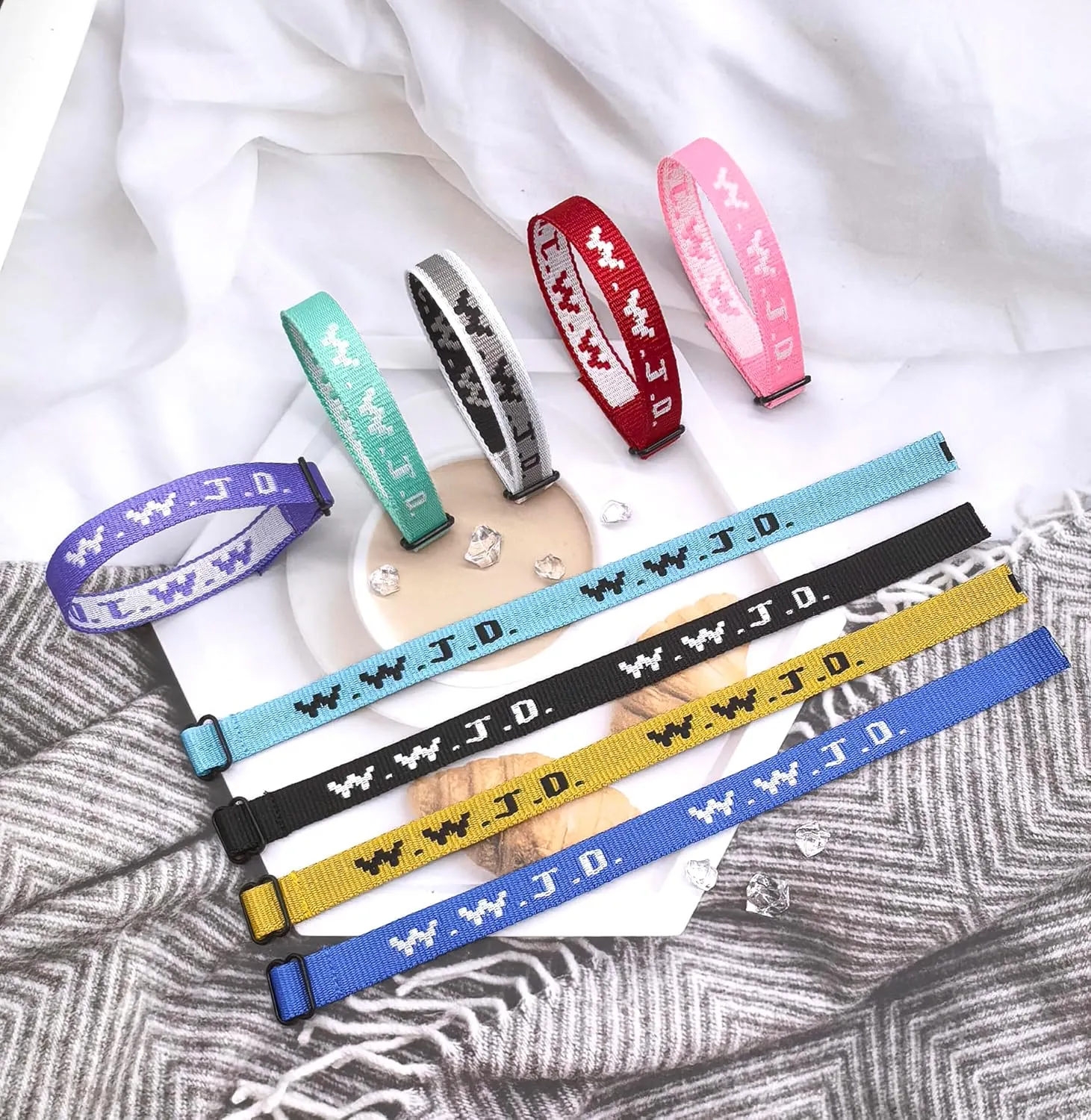 9-27Pcs W.W.J.D. Webbing Bracelets What Wound Jesus Do Bracelets Inspirational Christian Bracelets for Women Men Adjustable Religious Woven WWJD Wristbands for Fundraisers