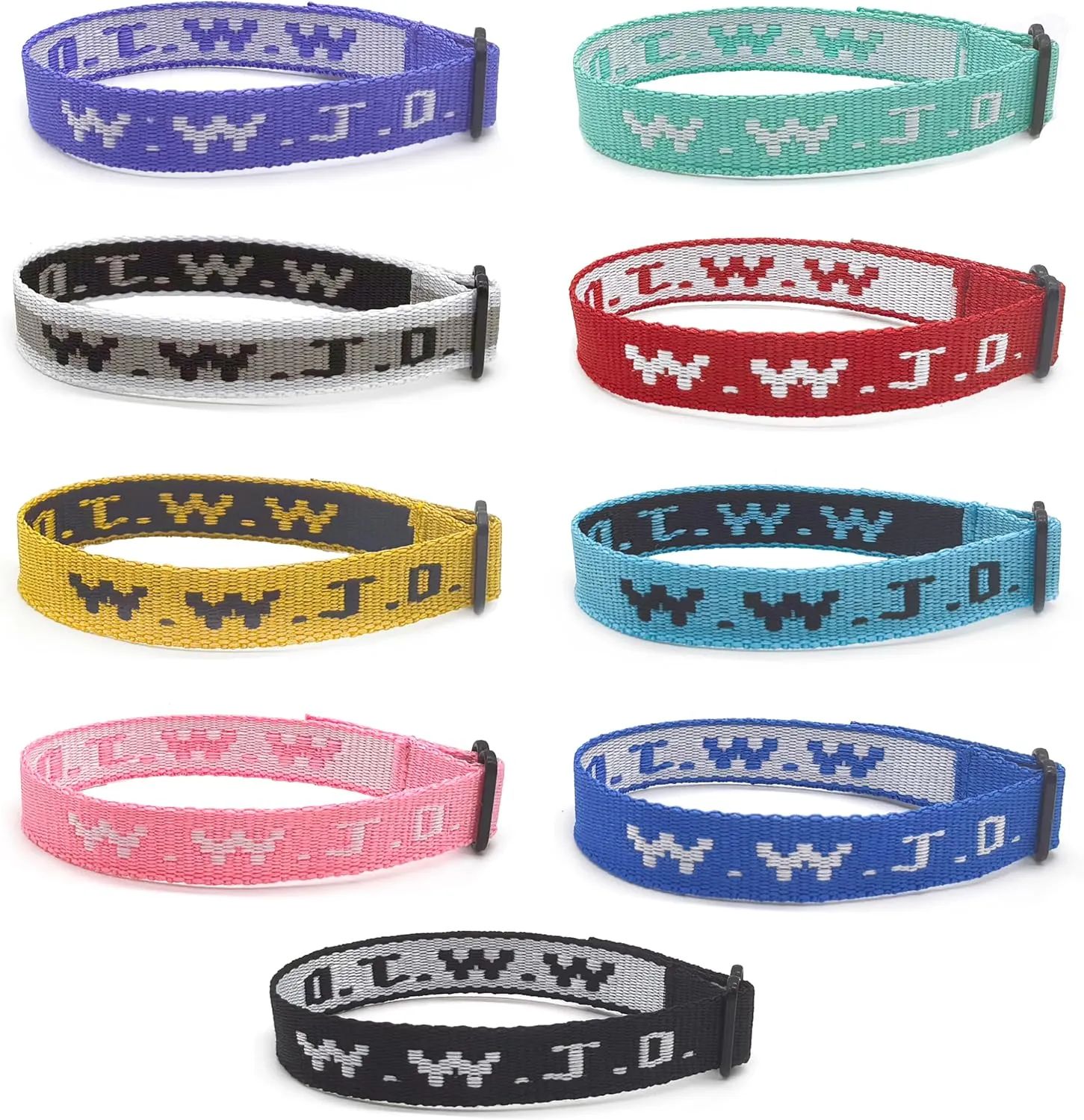 9-27Pcs W.W.J.D. Webbing Bracelets What Wound Jesus Do Bracelets Inspirational Christian Bracelets for Women Men Adjustable Religious Woven WWJD Wristbands for Fundraisers