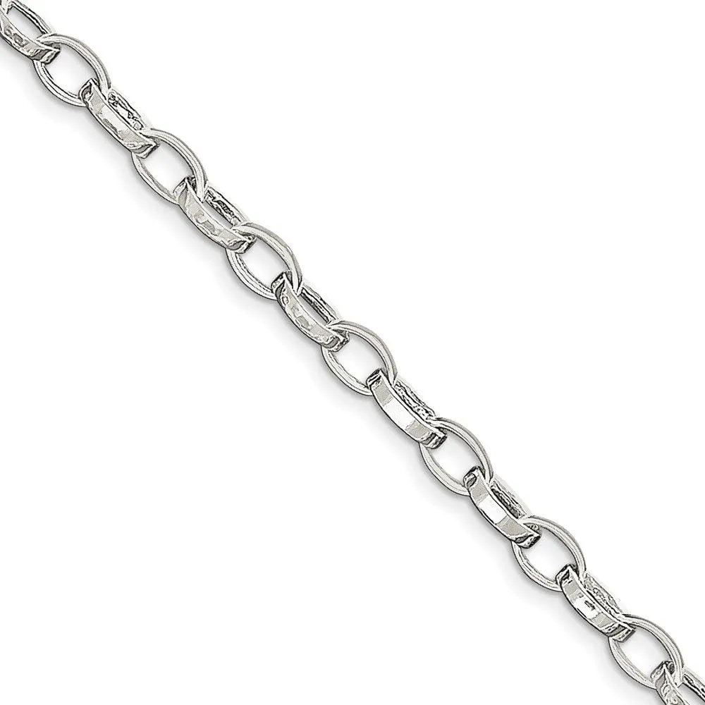 925 Sterling Silver 10 inch Solid Unique Link Anklet - with Secure Lobster Lock Clasp 10" (Width = 5mm)