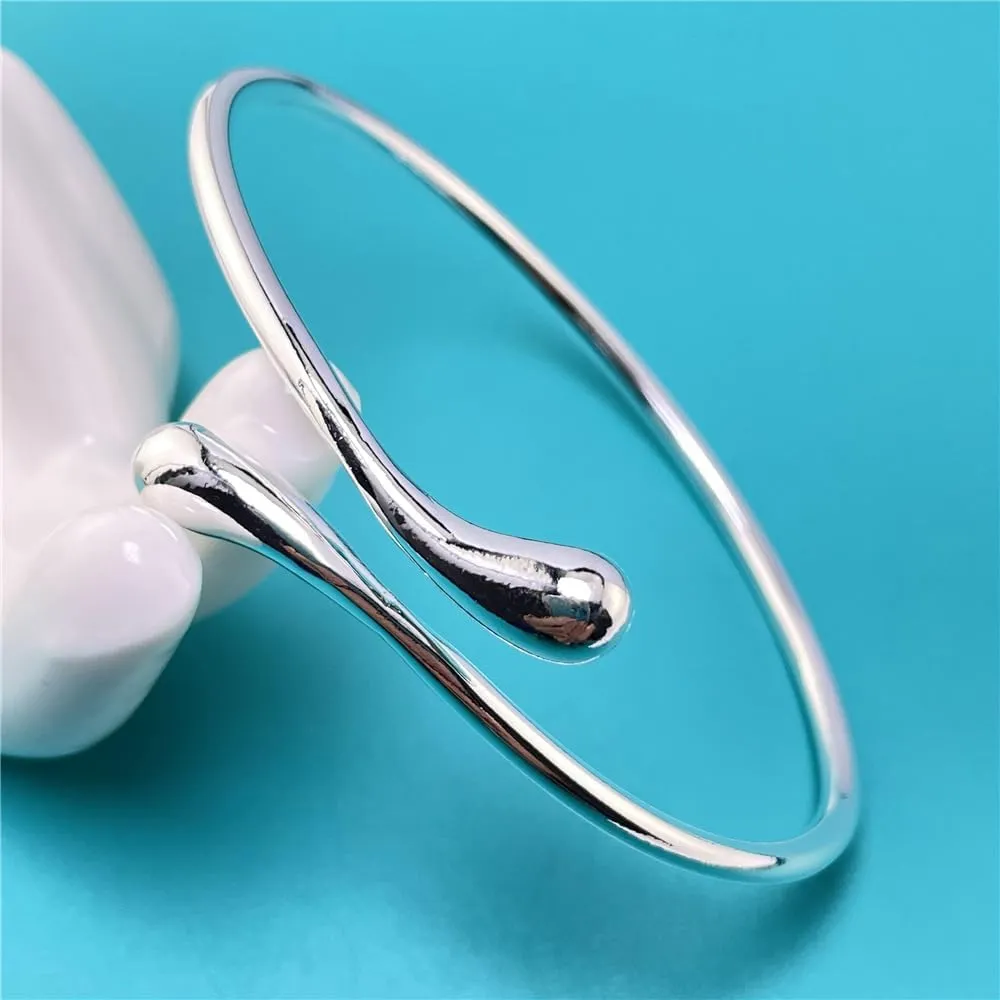 925 Sterling Silver Charm Bracelet Handmade Open Adjustable Cuff Bracelets Bangles for Women Jewelry Gift