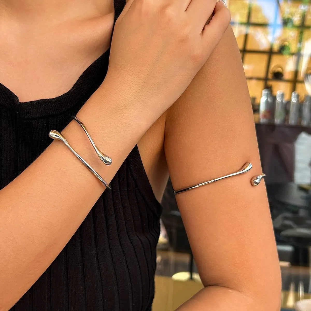 925 Sterling Silver Charm Bracelet Handmade Open Adjustable Cuff Bracelets Bangles for Women Jewelry Gift