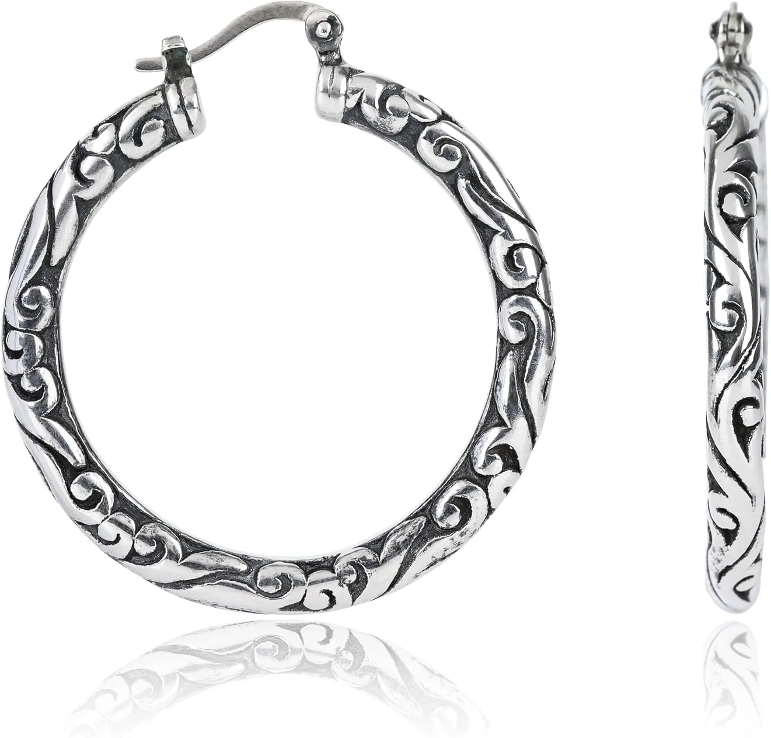 925 Sterling Silver Chunky Hoop Earrings for Women | Lightweight Hypoallergenic Hoop Earrings for Women with Click Tops | Anti Tarnish Silver Earrings Hoops in Various Styles by MAX   STONE