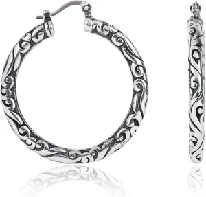 925 Sterling Silver Chunky Hoop Earrings for Women | Lightweight Hypoallergenic Hoop Earrings for Women with Click Tops | Anti Tarnish Silver Earrings Hoops in Various Styles by MAX   STONE