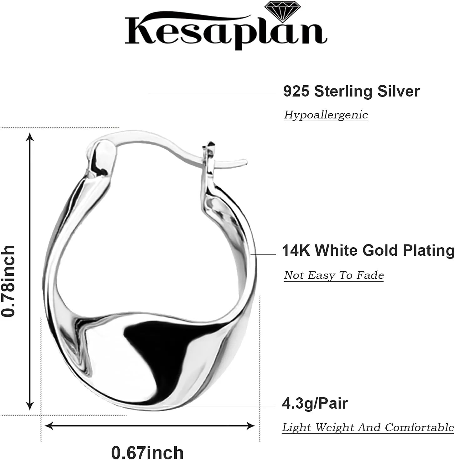 925 Sterling Silver Earrings Silver Hoop Earrings for Women Small Huggie Hoops, Lightweight Chunky Hoops, Hypoallergenic Nickel-Free Elegant Everyday Jewelry, Dainty Silver Earrings for Gifts