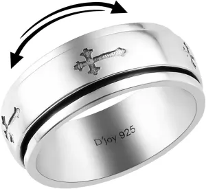 925 Sterling Silver Fidget Ring Spinner Moon Star Anxiety Ring for Women Men Platinum Plated Jewelry Stress Anxiety Relief Items Promise Engagement Wedding Band Birthday Gifts for Women