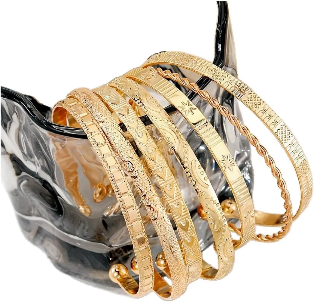 AITELEI Gold Bracelets for Women womens, Gold Bracelet Stack 14k Gold Plated Multi Layer Stackable Cuff Bracelet Set, Elegance Charms Boho Bangle Bracelets for Women Jewelry Gift