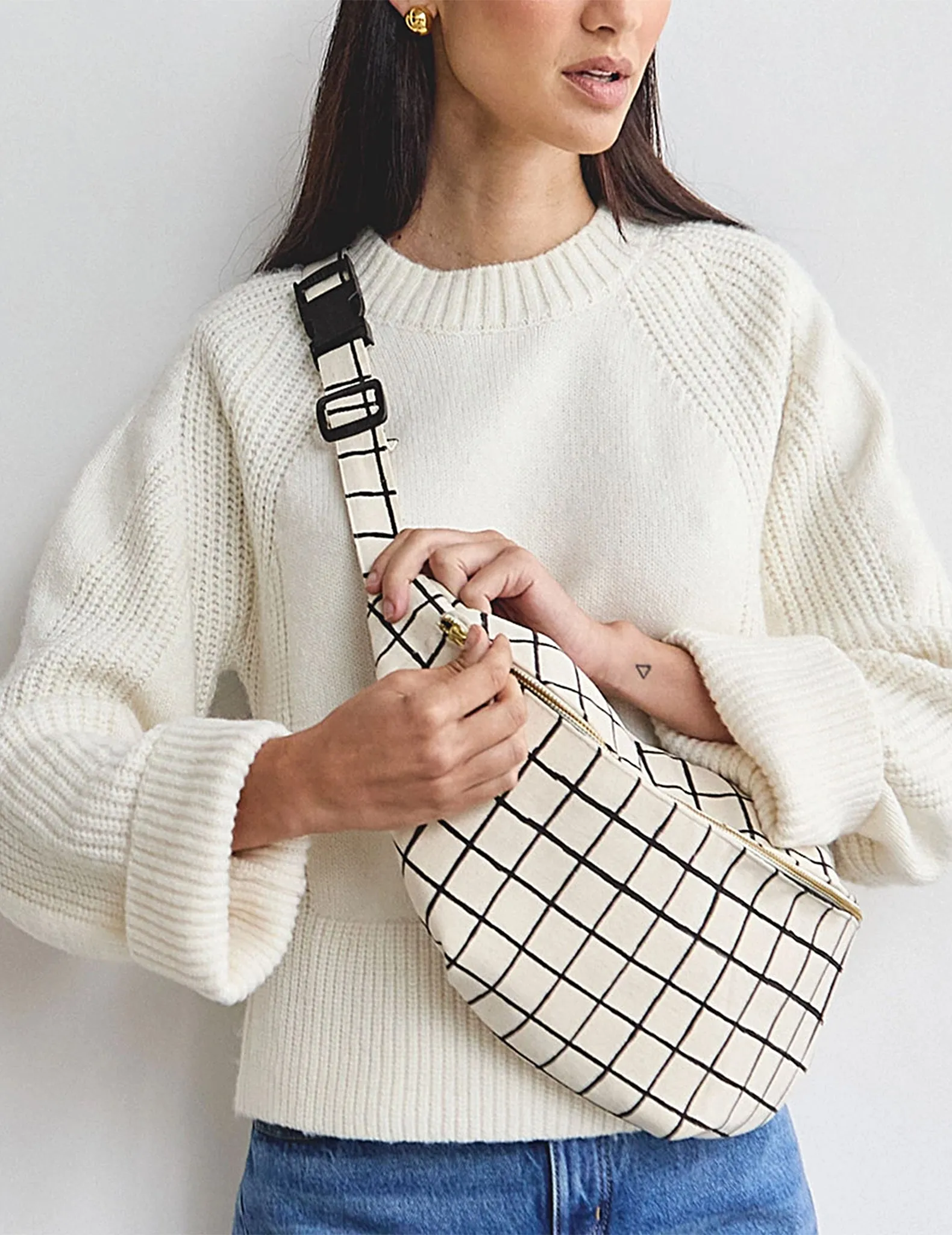 Anchal Checkered Block Print Crossbody Bag