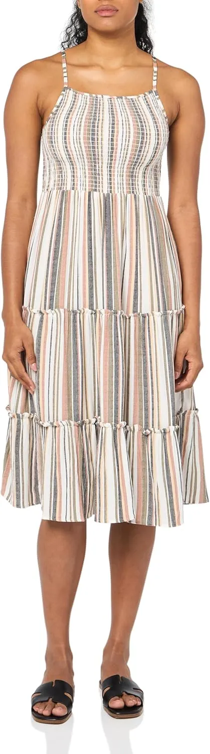 Angie Women's Smocked Tiered Striped Maxi Dress
