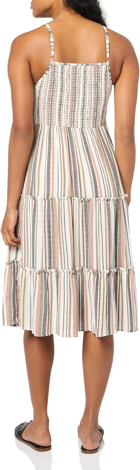 Angie Women's Smocked Tiered Striped Maxi Dress